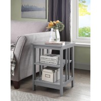 Convenience Concepts Mission End Shelves Table, Gray