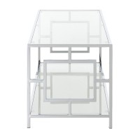 Town Square Chrome Coffee Table With Shelf, Glass/Chrome