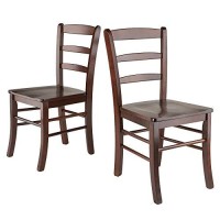 Winsome Inglewood 3-Pc Set Table W/ 2 Ladderback Chairs Dining, Walnut