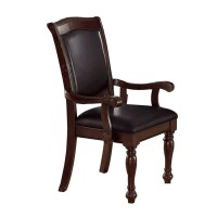 Poundex Old Style Rubber Wood Arm Chair, Brown