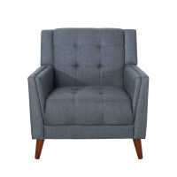 Christopher Knight Home Evelyn Mid Century Modern Fabric Arm Chair, Dark Gray, Walnut