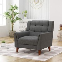 Christopher Knight Home Evelyn Mid Century Modern Fabric Arm Chair, Dark Gray, Walnut