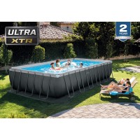 Intex 26363Eh Ultra Xtr Deluxe Rectangular Above Ground Swimming Pool Set: 24Ft X 12Ft X 52In - Includes 2100 Gph Sand Filter Pump - Supertough Puncture Resistant - Rust Resistant - Easy To Assemble