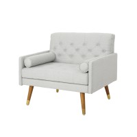 Christopher Knight Home Nour Fabric Mid-Century Modern Club Chair, Light Gray, Natural, 3825D X 305W X 33H In
