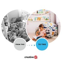 Creative Qt Stuff An Sit Large 33Aa Bean Bag Storage Cover For Stuffed Animals & Toys - Gray & White Stripe - Toddler & Kidsa Rooms Organizer - Beanbag Makes Great Plush Toy Hammock Alternative