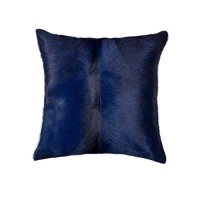 Homeroots Kitchen 18 X 18 X 5 Hand Tufted Navy Cowhide Pillow