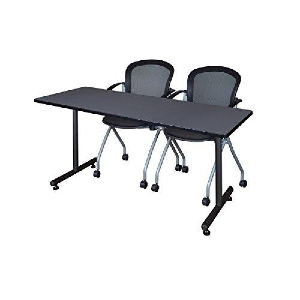 Regency Mktrct7224Gy23Bk Kobe Training Table Set With 2 Cadence Chairs 72 X 24 Inch Grey