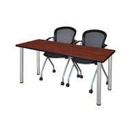 Regency Mt7224Chbpcm23Bk Kee Training Table Set With 2 Cadence Chairs 72 X 24 Inch Cherrychrome
