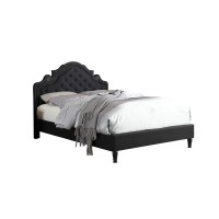 Homelife Premiere Classics 51 Tall Platform Bed With Cloth Headboard And Slats - King (Black Linen)