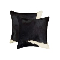 Homeroots Black & White Cowhide, Microsuede, Polyfill 18 X 18 X 5 Black And White 2 Pack Pillow