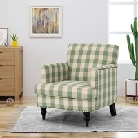 Eve Tufted Fabric Club Chair, Green Checkerboard