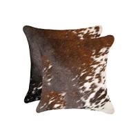 Homeroots Salt & Pepper Brown & White Cowhide, Microsuede, Polyfill 18 X 18 X 5 Salt And Pepper Brown And White 2 Pack Cowhide Pillow