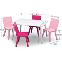 Delta Children Kids Table And Chair Set (4 Chairs Included) - Ideal For Arts & Crafts, Snack Time, Homeschooling, Homework & More - Greenguard Gold Certified, Whitepink