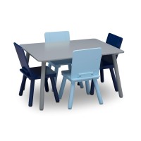 Delta Children Kids Table And Chair Set (4 Chairs Included), Grey/Blue