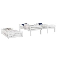 Dorel Living Sierra Traditional Wood Twin Triple Bunk Bed In White