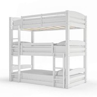 Dorel Living Sierra Traditional Wood Twin Triple Bunk Bed In White