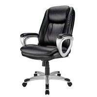 Realspace?Tresswell Bonded Leather High-Back Chair, Black/Silver