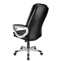 Realspace?Tresswell Bonded Leather High-Back Chair, Black/Silver