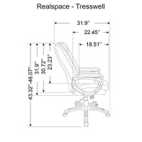 Realspace?Tresswell Bonded Leather High-Back Chair, Black/Silver