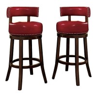Furniture Of America Tendel Faux Leather 29-Inch Bar Stool In Red (Set Of 2)