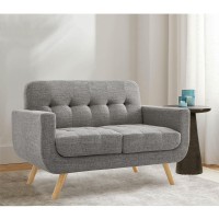 Rosevera Elena Contemporary Accent Armchair With Linen Upholstery Living Room Furniture, 2Seat, Ash