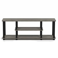 Furinno Turn-N-Tube 3-Tier Entertainment Tv Stands, Square, French Oak Grey/Black