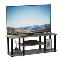 Furinno Turn-N-Tube 3-Tier Entertainment Tv Stands, Square, French Oak Grey/Black