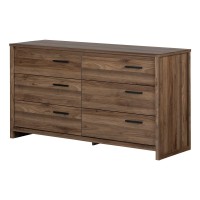 South Shore Tao 6-Drawer Double Dresser, Natural Walnut