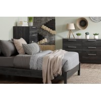 South Shore Step One Essential Platform Bed On Legs, Queen, Gray Oak