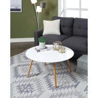 Convenience Concepts Oslo Round Coffee Table, Glossy White