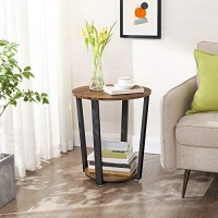 Vasagle End Table, Round Side Table With Storage Shelf, Easy Assembly, Industrial Accent Furniture With Steel Frame, Rustic Brown And Black Ulet57X