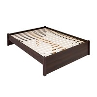 Prepac Select Queen 4-Post Raised Platform Bed With Under Bed Storage Space, Modern Queen Storage Bed 83 D X 63 W X 16 H, Espresso, Ebsq-1302-2K