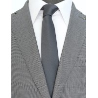 Zenxus Solid Skinny Ties For Men, 2.5 Inch Slim Dark Gray Ties Bulk For Wedding And Activities, 5-Pack