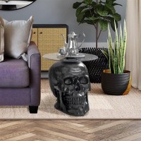 Design Toscano Lost Souls Gothic Skull Glass-Topped Table Black 21D X 21W X 195H In
