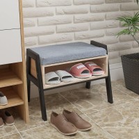 Ansley&Hosho Stackable Entryway Shoes Bench Seat Rack Wood Shoe Cabinet With Storage For Hallway Modern Shoe Stool Small Space Door With Free Cushion Changing Shoes Utility Storage Rack Shelve