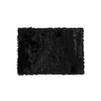 Homeroots Acrylic Plush, Polyester 3' X 5' Black Rectangular Faux Fur Area Rug