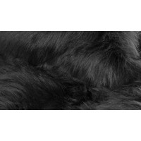 Homeroots Acrylic Plush, Polyester 3' X 5' Black Rectangular Faux Fur Area Rug