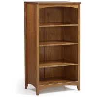 Shaker Style 4 Shelf Bookcase / Solid Wood / 48 High / Adjustable Shelving / Closed Back / Display Bookshelf For Living Room, Bedroom, Home And Office, Cherry