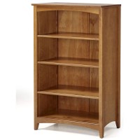 Shaker Style 4 Shelf Bookcase / Solid Wood / 48 High / Adjustable Shelving / Closed Back / Display Bookshelf For Living Room, Bedroom, Home And Office, Cherry