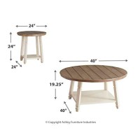 Signature Design By Ashley - Bolanbrook Farmhouse Occasional Coffee Table - Set Of 3, Brown Wood/Antique White