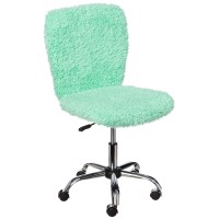 Urban Shop Faux Fur Rolling Task Chair, Mint