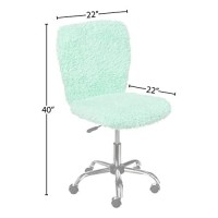 Urban Shop Faux Fur Rolling Task Chair, Mint