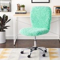 Urban Shop Faux Fur Rolling Task Chair, Mint