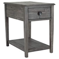 Signature Design By Ashley Borlofield Farmhouse Rectangular End Table With Drawer, Gray