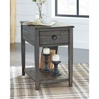 Signature Design By Ashley Borlofield Farmhouse Rectangular End Table With Drawer, Gray