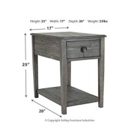 Signature Design By Ashley Borlofield Farmhouse Rectangular End Table With Drawer, Gray