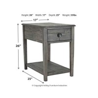 Signature Design By Ashley Borlofield Farmhouse Rectangular End Table With Drawer, Gray