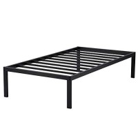 Olee Sleep 16 Inch Dura Metal Steel Slate Bed Frame, Twin Xl, Black
