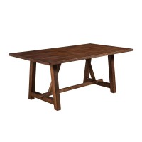 Benzara Rectangular Rubberwood Dining Table, Brown, One,
