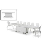 Homeroots Mdf, Steel 30 White Mdf And Steel Dining Table